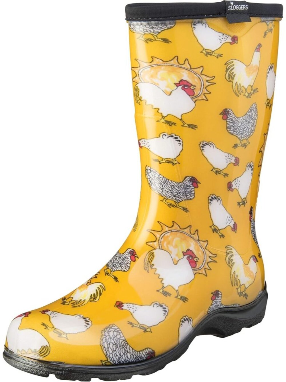 Women's Yellow Waterproof Garden Chelsea Rain Boots Rubber Cute Midcalf Boots